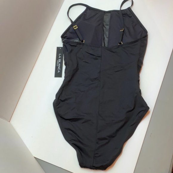 NWT La Blanca Mesh Black One Piece Swimsuit - Picture 4 of 5
